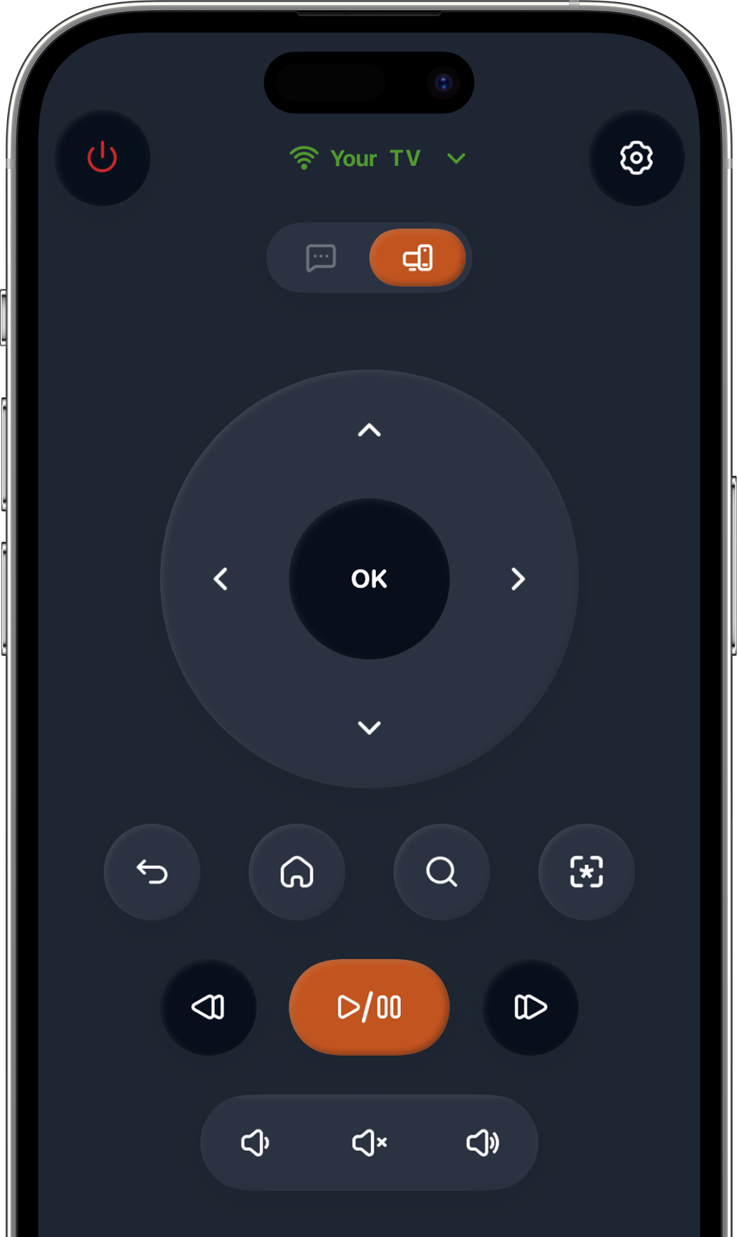 FlykMote remote control screen